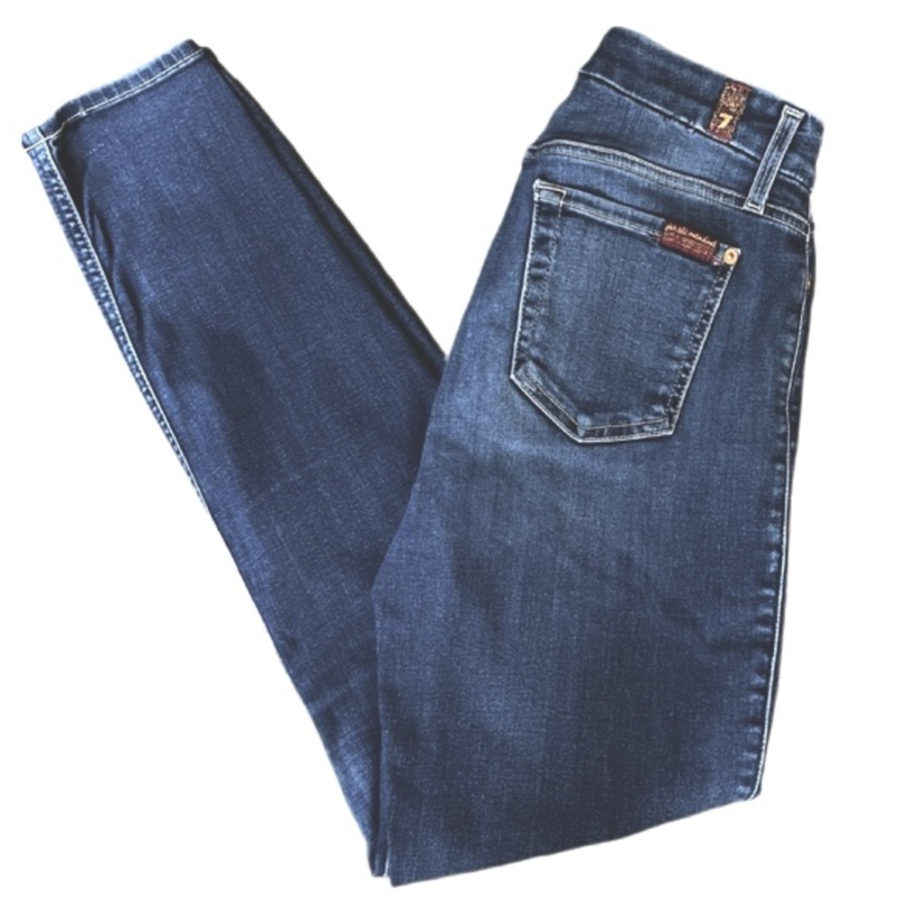 7 For All Mankind High Rise Skinny Jeans Size 26 - Picture 3 of 15